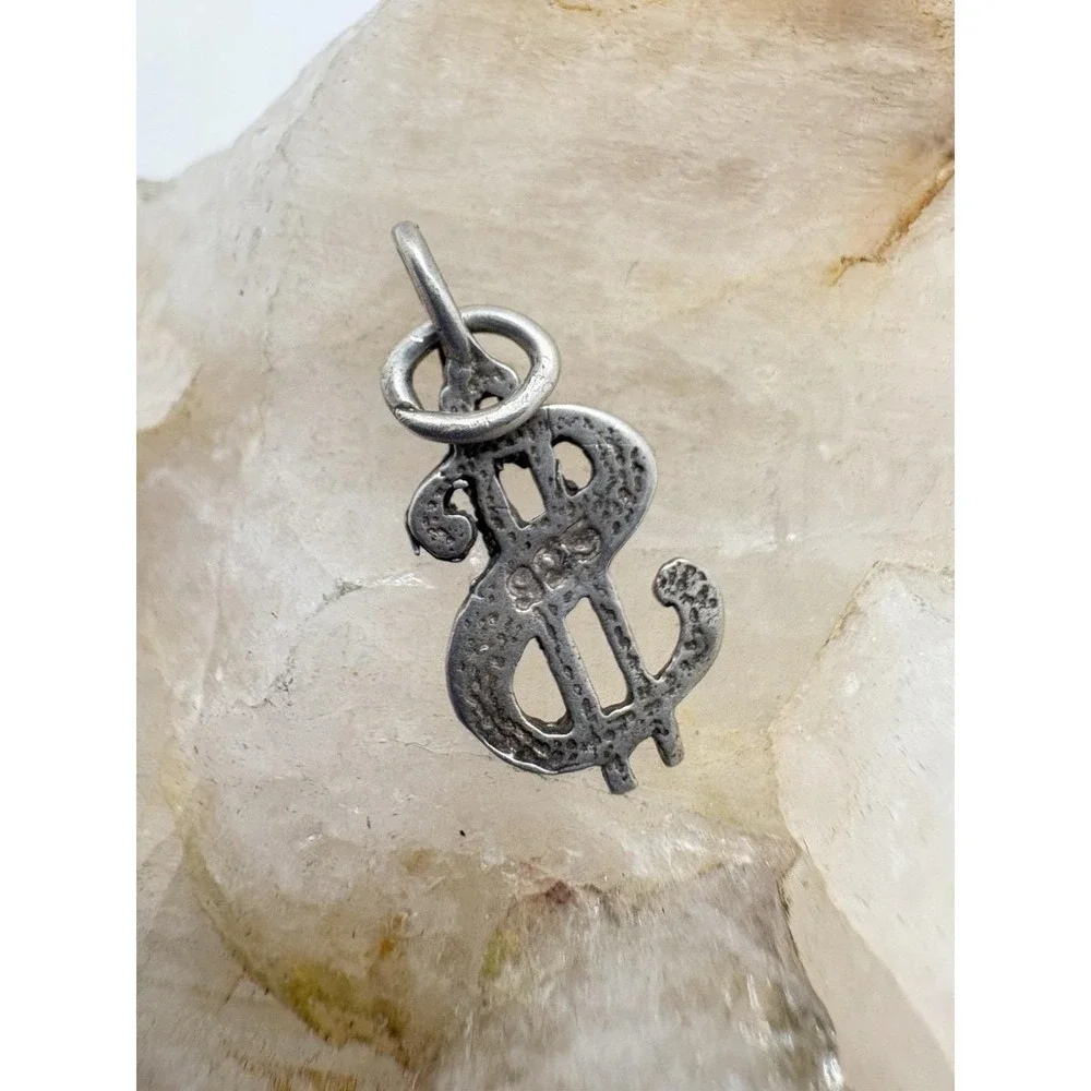 Vintage Sterling Silver Dollar Sign Charm 925 Money Symbol‎ Pendant Y2K Business